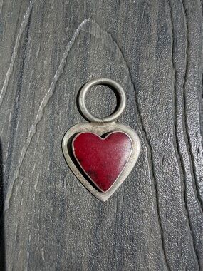 Red Heart Pendant Charm - Sterling Silver Mexico .925 JRT